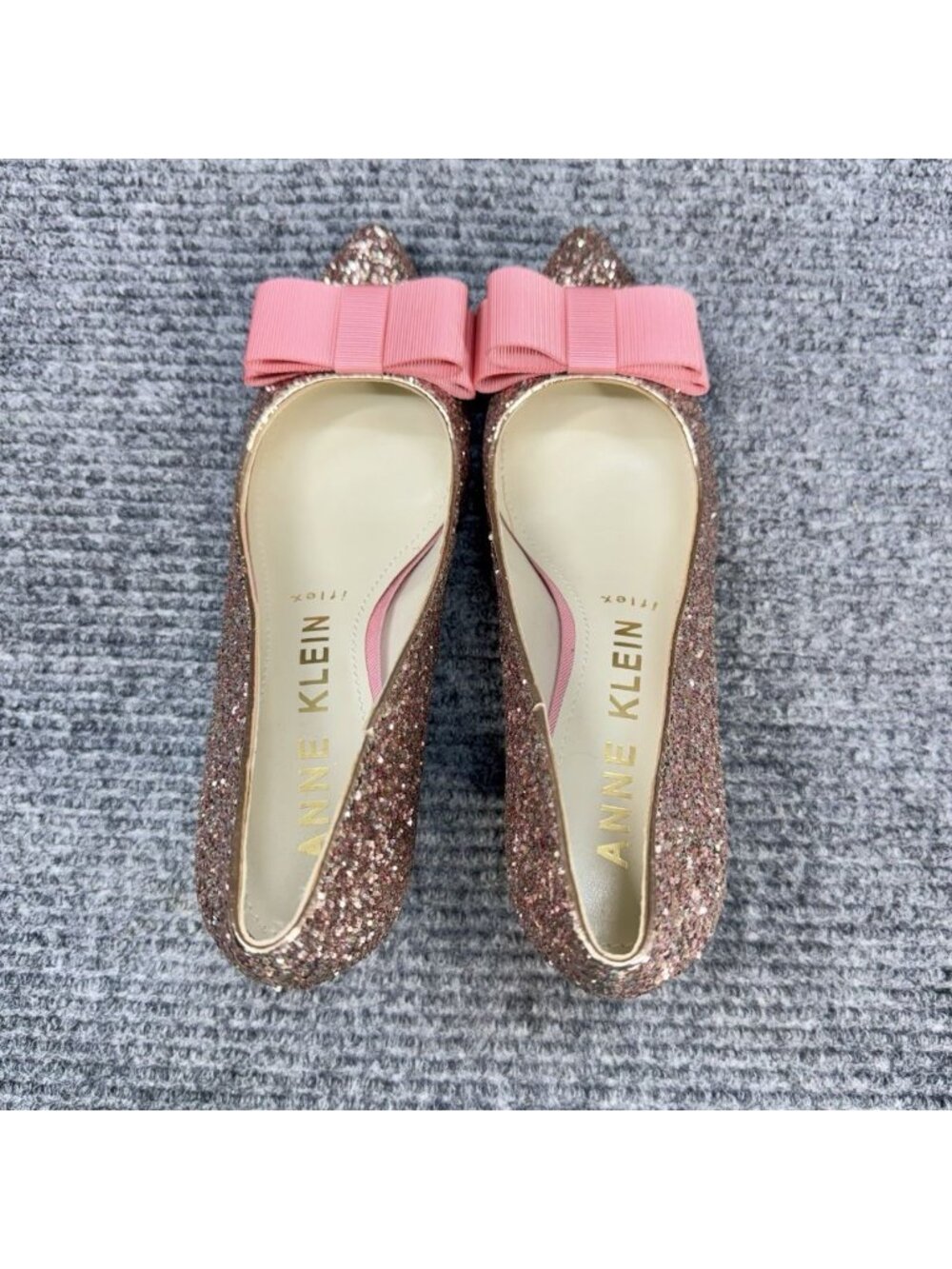 AK Anne Klein Akifa iFlex Heels Women’s 7.5 Pink Glitter Sparkle Bow Kitten Heel - Picture 8 of 13